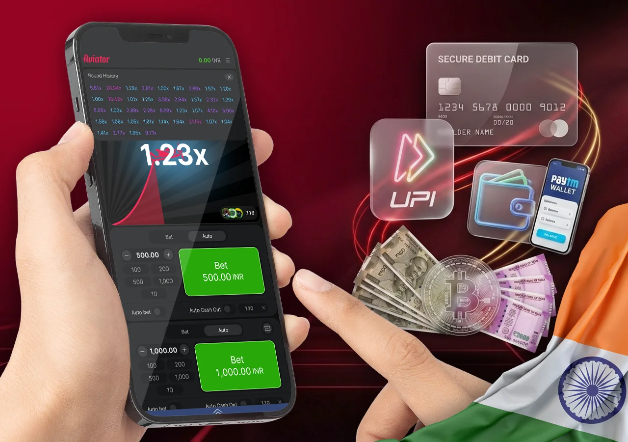 Convenient deposit and withdrawal payment methods including UPI Paytm and Crypto.